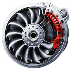 Obraz premium PNG Jet engine turbine with red components