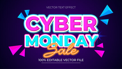 Cyber Monday Sale editable text effect Neon Color style
