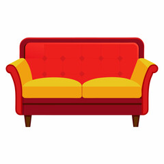 red sofa isolated on white