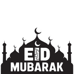 Eid Mubarak vector illustration of mosque in silhouette