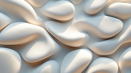3D pebble pattern, smooth round shapes with matte finish and soft shadows 
