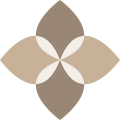 Minimalist floral geometric symbol in earth tones.