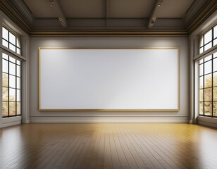 Blank white wall in modern museum. 3d rendering. Generated image