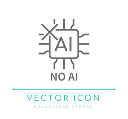 No AI Logo Line Icon