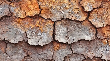 Naklejka premium Detailed view of cracked earth showcasing texture and colors