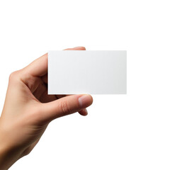Hand holding a blank white paper or card