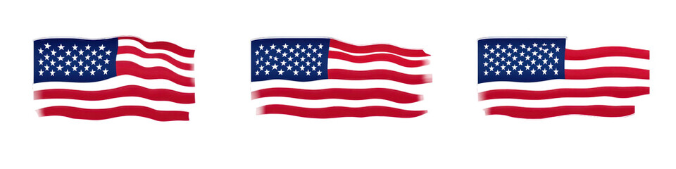 Obraz premium set of american flag on white background