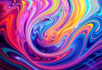 Abstract swirling multicolored energy waves, vibrant vortex background, chaos, technology