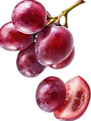 Isolated Flying Grapes on transparent background