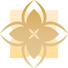 Golden floral mandala with soft symmetrical design.