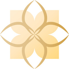 Golden floral mandala with soft symmetrical design.