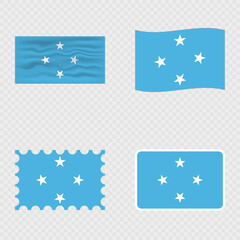 Micronesia national flag in four different styles.