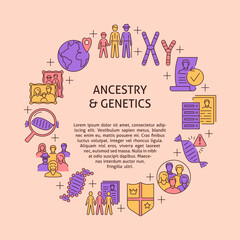 Ancestry and genetics banner with round frame