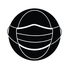 Naklejka premium Global Pandemic Sports Ball Wearing Protective Face Mask