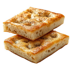 Three slices of bread stacked on a black background isolated for food photography or culinary purposes