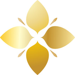 Intricate golden floral mandala ornament design isolated on a transparent background.