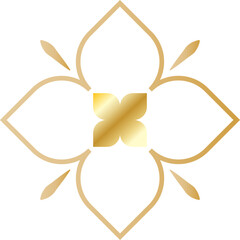 Intricate golden floral mandala ornament design isolated on a transparent background.