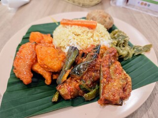 fried fish and egg plant rice 