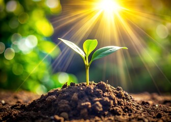 young plant seedling growing in sunlight