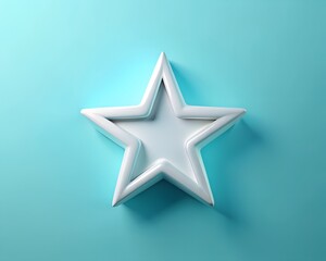 Obraz premium 3D Rendered White Star on Soft Blue Background, Minimalist Design