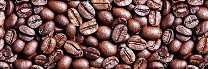 Obraz premium Roasted Coffee Beans Background Texture - Rich Brown Coffee Beans Close Up