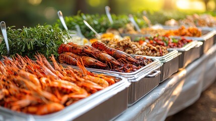 Outdoor seafood buffet