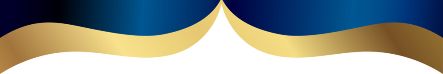 Elegant wavy banner design featuring a dark navy gradient with a smooth gold border, perfect for luxury branding or decorative layouts.
