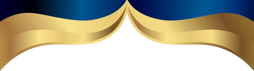Elegant wavy banner design featuring a dark navy gradient with a smooth gold border, perfect for luxury branding or decorative layouts.