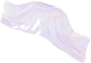 3d holographic cloth shape, pastel iridescent fluid abstract form isolated on white background. Render of geometric illustration