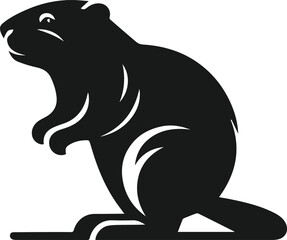 Beaver balancing on its hind legs and looking curious vector silhouette