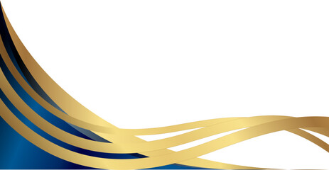 Luxury abstract border with flowing gold and navy blue wave elements, ideal for formal invitations, certificates, or premium branding designs.