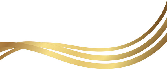 Elegant gold wave border  isolated on a transparent background.