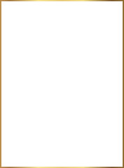 Elegant vertical gold rectangular frame design isolated on a transparent background.