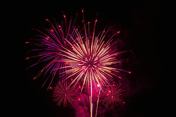 Vibrant explosion of fireworks