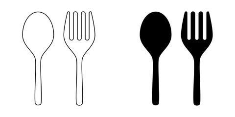 Spoon and Fork Icon Set. Spoon and Fork Vector Icon in line style design. Spoon and Fork Symbol. Vector illustration.