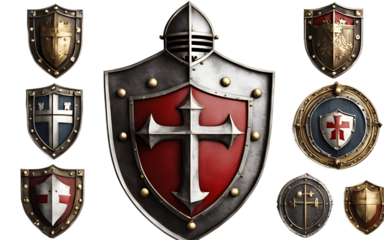 Crusader knight emblem isolated on a empty plain background