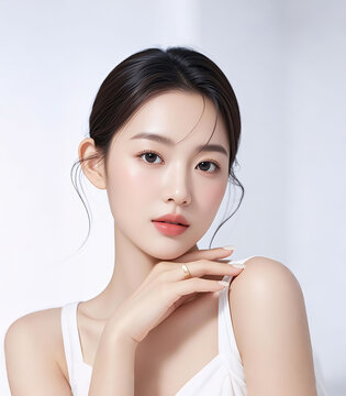 Exquisite Korean girl portrait, beauty salon advertising character modeling