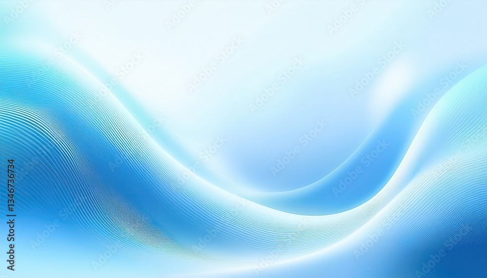 Aufkleber soft flowing blue waves with abstract light gradients, digital fluid texture for modern background, 