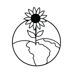 Sunflower Growing on Earth Nature, Ecology, Sustainability, Growth, Life