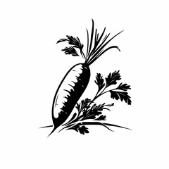 Obraz premium Carrot Illustration: Simple Black Outline Carrot on White Background