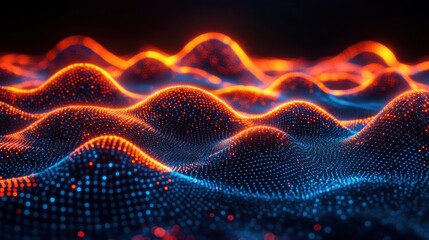 Fototapeta premium Abstract wave pattern of glowing dots
