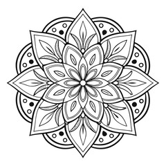  Pattern in the form of a mandala. Henna tattoo mandala. Mehndi style. Decorative pattern in oriental style. Coloring book page.