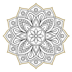  Pattern in the form of a mandala. Henna tattoo mandala. Mehndi style. Decorative pattern in oriental style. Coloring book page.