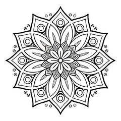  Pattern in the form of a mandala. Henna tattoo mandala. Mehndi style. Decorative pattern in oriental style. Coloring book page.
