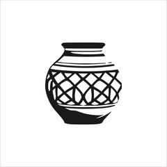 Vector Illustration of a Decorative Vase with Intricate Lattice Design