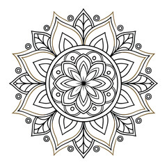 Pattern in the form of a mandala. Henna tattoo mandala. Mehndi style. Decorative pattern in oriental style. Coloring book page.