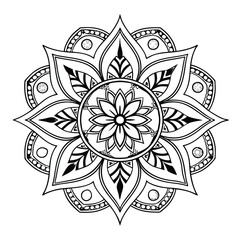 Pattern in the form of a mandala. Henna tattoo mandala. Mehndi style. Decorative pattern in oriental style. Coloring book page.