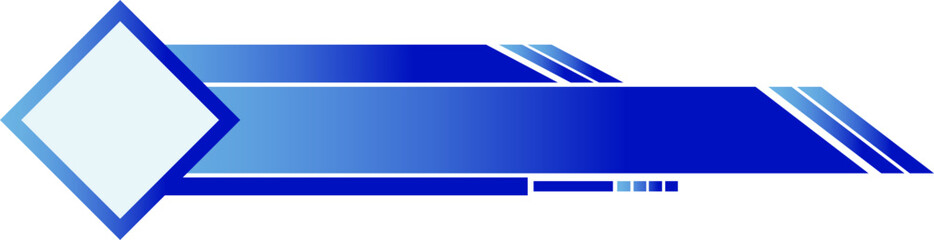 Futuristic blue tech banner with geometric shapes.