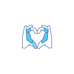 Fototapeta premium Vector Illustration of Hands Forming a Heart Shape with a Blue Color Scheme