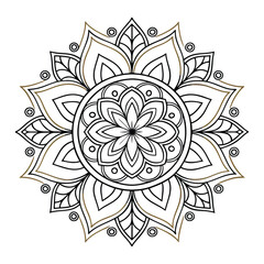 Pattern in the form of a mandala. Henna tattoo mandala. Mehndi style. Decorative pattern in oriental style. Coloring book page.